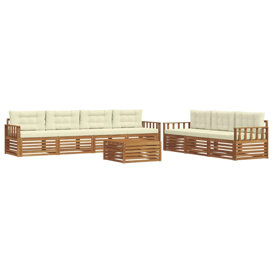 vidaXL Outdoor-Sofagarnitur 8-teilig aus Akazienholz mit Kissen in Natur und Creme - Bild 2