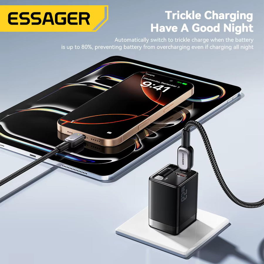 Essager USB-C auf USB-C Ladekabel für PD Schnellladung mit 60 W oder 100 W für iPhone 16 15, Xiaomi, Huawei, MacBook und iPad Pro in Schwarz oder Grau - Bild 3