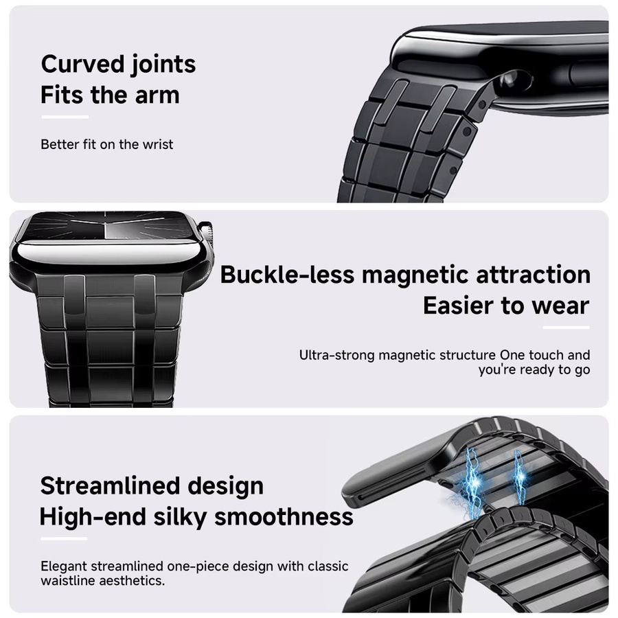 CAOWTAN Uhrenarmband Edelstahl, Magnetisch, Titanfarben, Herren - Bild 3