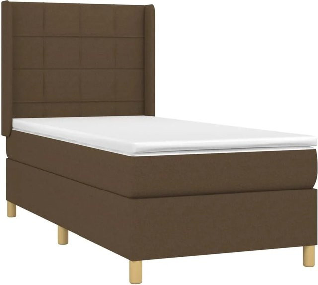 vidaXL Boxspringbett mit Matratze und LED-Unterbettbeleuchtung in Dunkelbraun, Hybridbett mit USB-Ladeport und Taschenfederkern, B/T/H: 80 x 200 x 118 cm - Bild 1