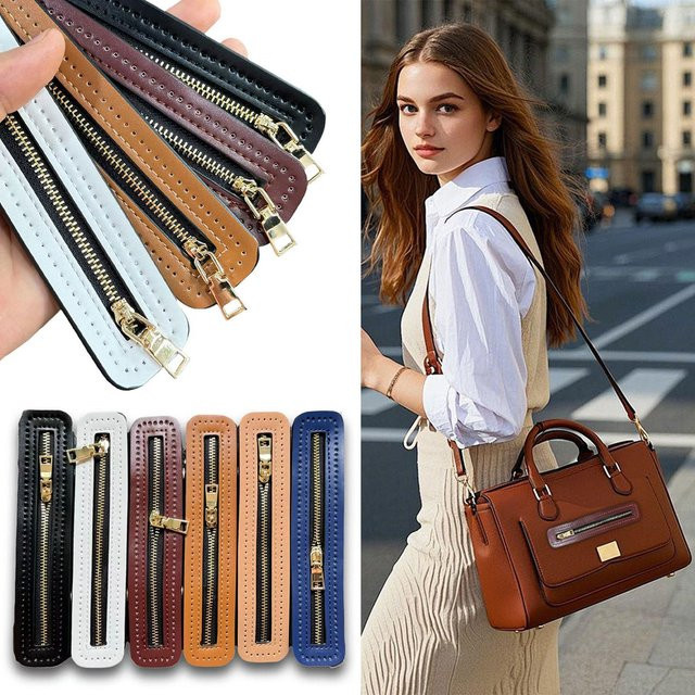 Frequeback Handgefertigter Leder-Reißverschluss mit Häkel-Löchern für DIY-Näh- und Bastelprojekte - Bild 1