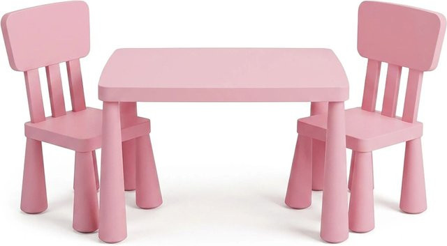 Relaxdays Kindersitzgruppe aus Polypropylen in Pink, 3-teilig mit Tisch und 2 Stühlen - Bild 1