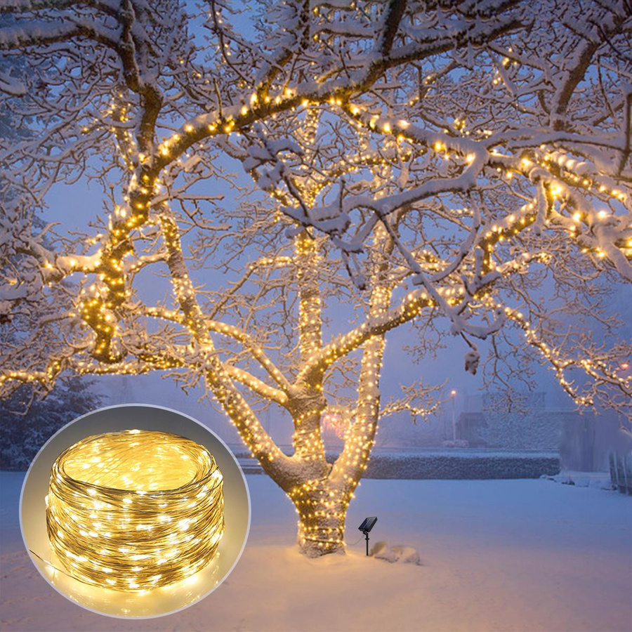 MALITAI Solar LED Lichterkette Warmweiß für Garten, Hochzeit und Weihnachten, IP65 wasserdicht, 50m - Bild 2