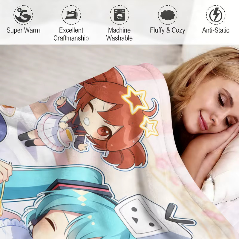Hatsune Miku Flanell-Fleeceblanke in Multicolour für Anime-Fans - Bild 3
