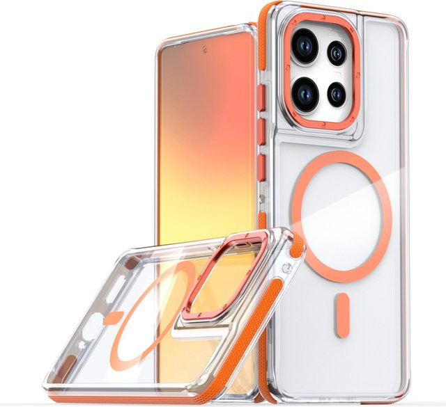 Stoßfeste magnetische transparente Hülle für Motorola Moto Edge 50 Pro 50 Fusion 50 Neo 5G und Moto G86 in Orange - Bild 1