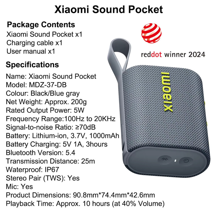 Xiaomi Sound Pocket TWS Stereo Combo kabelloser Bluetooth 5.4 Lautsprecher Schwarz - Bild 5