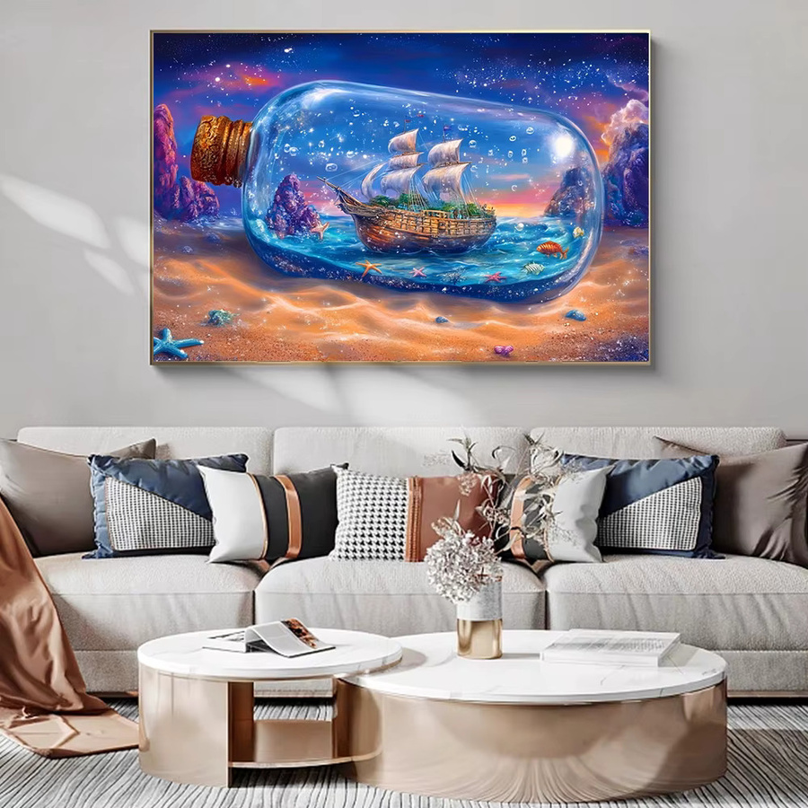 Huacan 5D DIY Diamantmalerei Set Segelboot unter Sternenhimmel in Multicolour, B/H: 30 x 20 cm - Bild 3