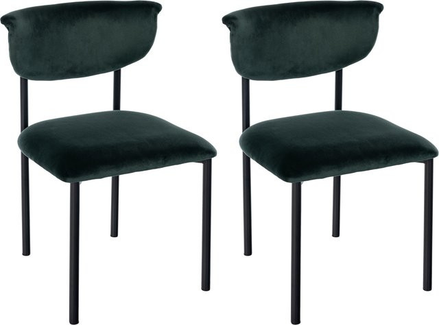CLP 2er Set Esszimmerstuhl Gambell aus Samt mit Rückenlehne, moderner Küchenstuhl bis 130 kg belastbar - Bild 1