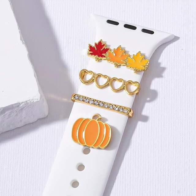 CAOWTAN Charms Halloween Kürbis Blatt, Bunt, Silikon, Uhrenarmband-Zubehör - Bild 1