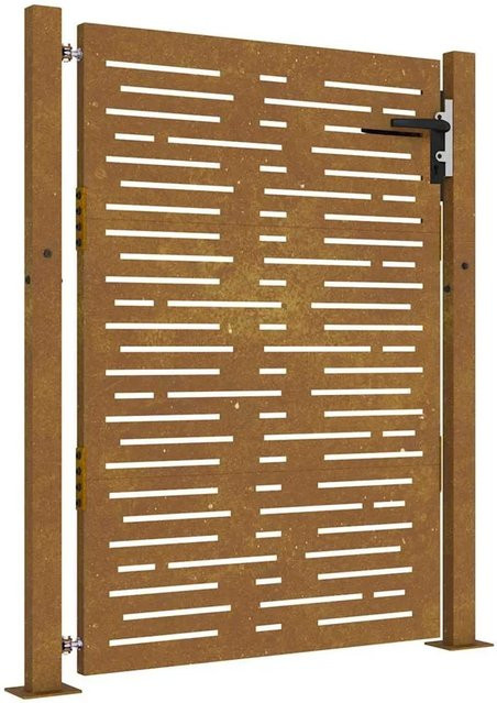 vidaXL Gartentor aus Cortenstahl in Braun mit Rechteck-Motiv, B: 110 cm, H: 130 cm - Bild 1