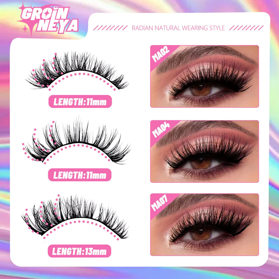 GROINNEYA Falsche Wimpern, Schwarz, Natürlich, Unisex - Bild 4