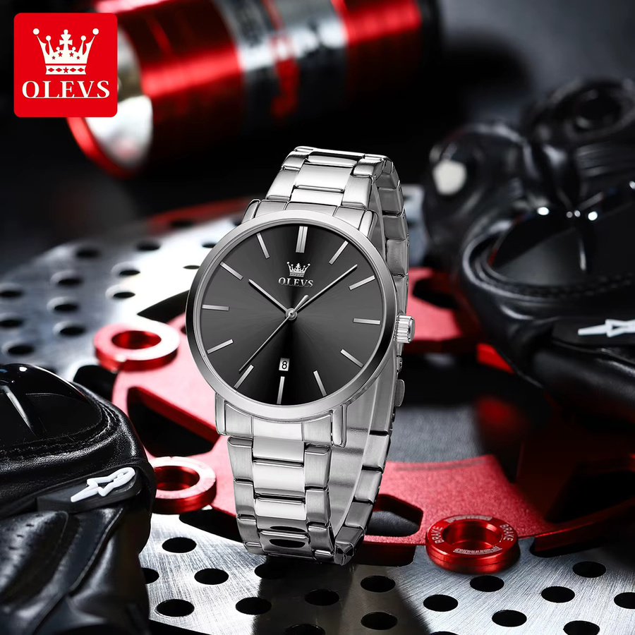 OLEVS Armbanduhr, Quarz, Edelstahl, Schwarz, Herren - Bild 2