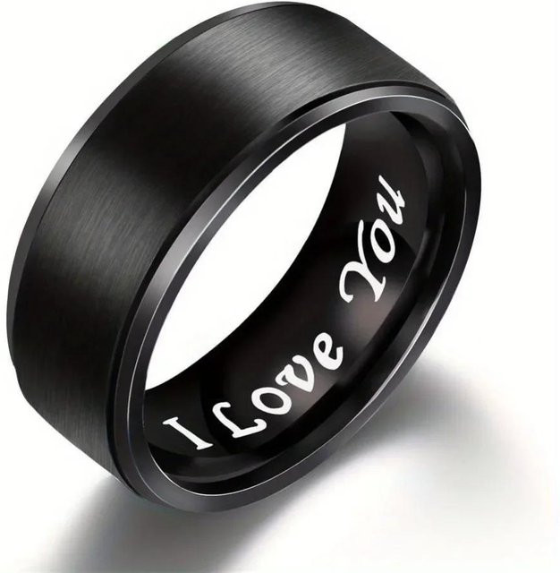 Lucky Star Jewelry Ring Edelstahl, schwarz, Herren Damen - Bild 1