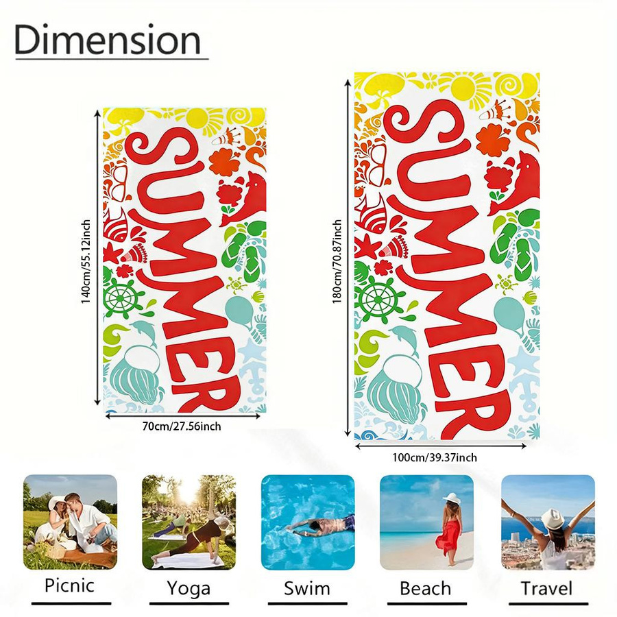 Ka Chen Muda Strandtuch mit Sommer-Thema, schnelltrocknend und super saugfähig, B: 40 cm, H: 60 cm - Bild 3
