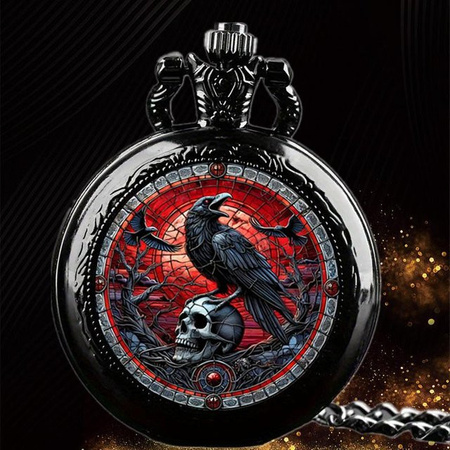 Le Jardin Taschenuhr, Krähen-Motiv, Quarz, Schwarz, Unisex