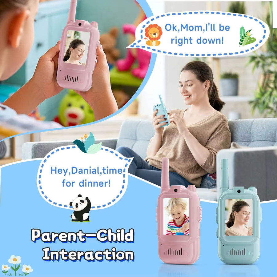 Magecam Video-Walkie-Talkies für Kinder, 2er-Pack, wiederaufladbare Gegensprechanlage mit 2 Bildschirmen und One-Click-Anruf, Blau und Pink - Bild 3