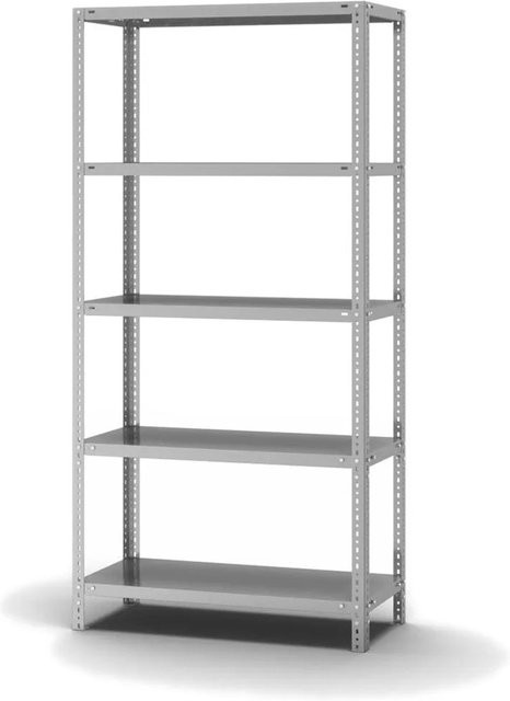 PROREGAL Edelstahlregal mit 5 Ebenen und Schraubsystem, Farbe Silber, H x B x T: 200 x 100 x 40 cm - Bild 1