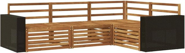 vidaXL Outdoor-Sofagarnitur aus Akazienholz in L-Form, 4-teiliges Set, Braun, B: 255,5 cm, T: 176,5 cm, H: 73 cm - Bild 1