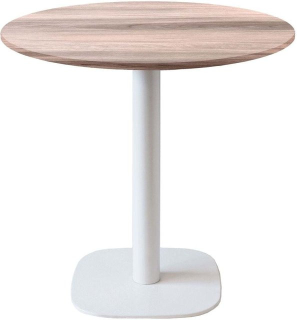 RestooTab Tisch Round runder Bistrotisch mit Eiche-Dekor und weißem Gestell, Höhe: 75 cm, Durchmesser: 70 cm - Bild 1