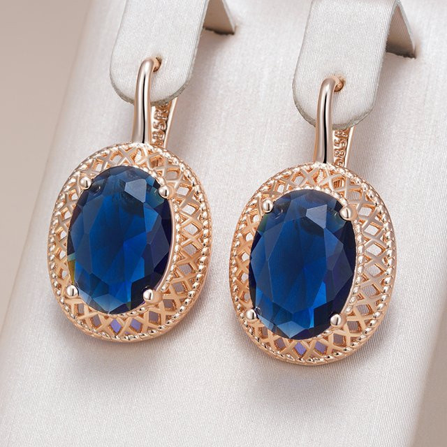 Kienl Ohrringe, 585 Rose Gold, Blau, Zirkon, Damen - Bild 1