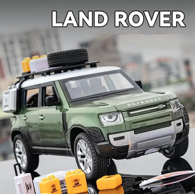 Land Rover Defender, Modellauto, 1:24, Blau, Metall, mit öffnenden Türen, Motorhaube & Kofferraum - Bild 1