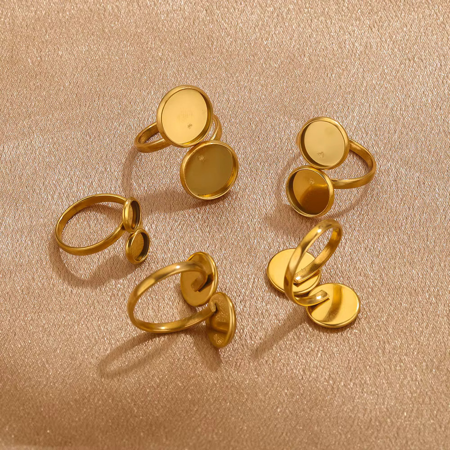 baizzx Ringfassungen Edelstahl, Gold, Unisex, Ohne Stein - Bild 3