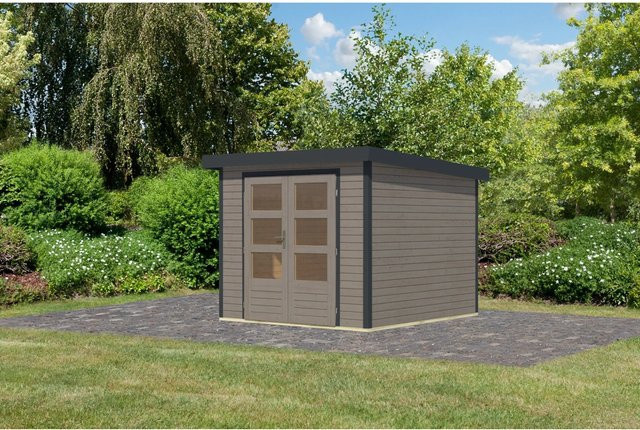 Karibu Gartenhaus Diego in Wassergrau/Anthrazit aus Holz und Metall, B/T/H: 209 x 238 x 242 cm - Bild 1