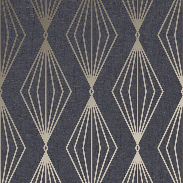 Boutique Luxury Vliestapete Marquise Geo Sapphire in Blau mit geometrischem Art Deco Design, Breite: 0,52 m, Länge: 10,05 m - Bild 1