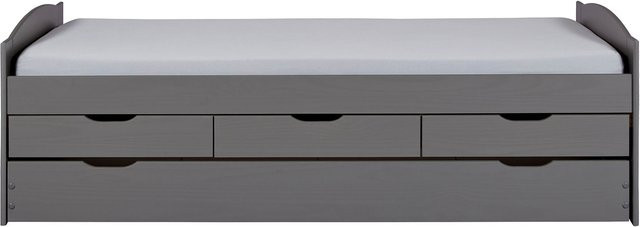 INTER LINK Funktionsbett Marinella/Ulli/Lena aus Kiefer Massivholz in Grau mit Schubladen, B/T/H: 90 x 200 x 100 cm - Bild 1