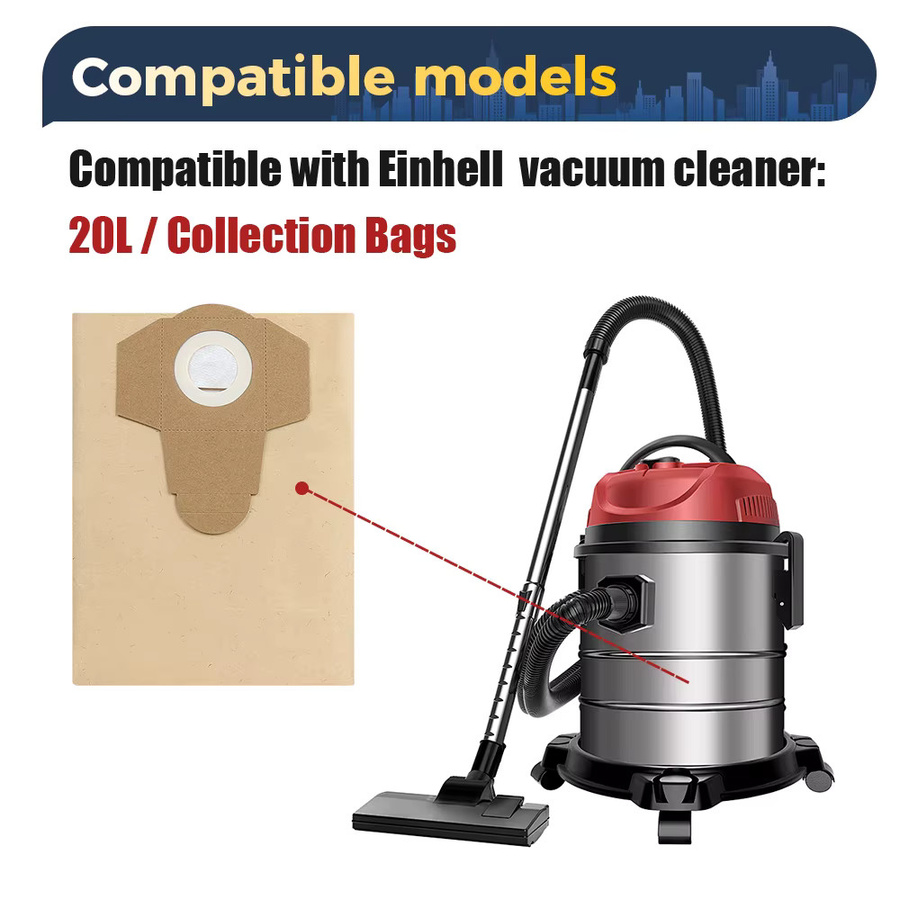Einhell Staubsammelbeutel für Nass- und Trockensauger BT-VC1250S, BT-VC1250 und TC-VC 18/20 Li S-Solo, 20L oder 30L, 5 oder 10 Stück - Bild 2