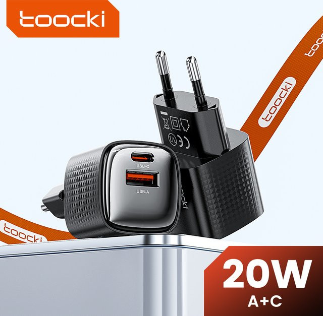 Toocki 20W GaN USB-C Schnellladegerät mit PD 3.0 in Schwarz - Bild 1