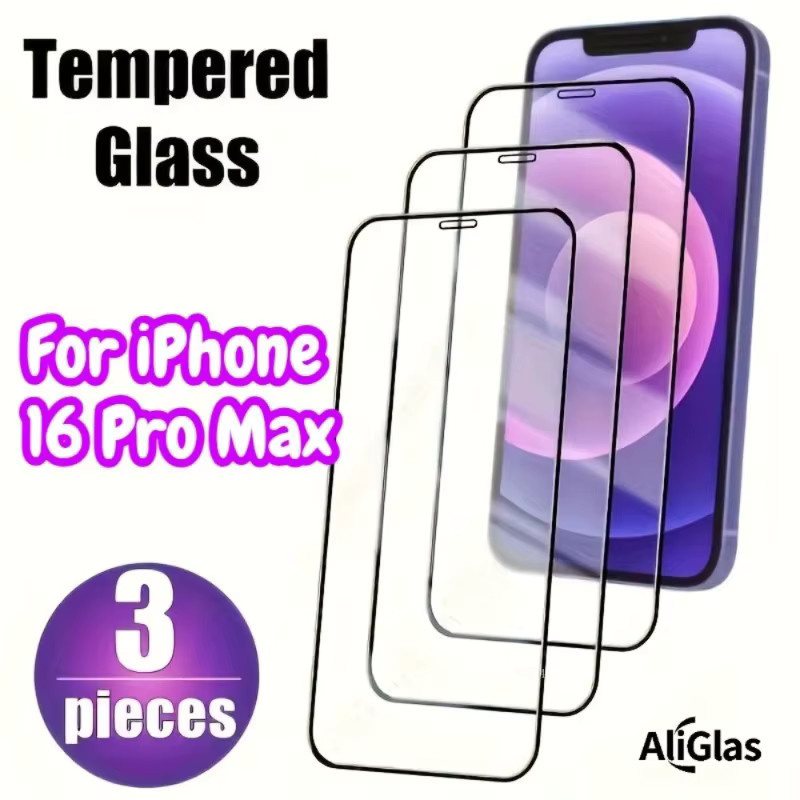 ZMZE 3er-Pack Randlose Gehärtete Glasfolien für iPhone 16 Pro Max in Schwarz und Transparent - Bild 2
