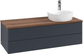 V&B Waschtischunterschrank Antao mit Frontstruktur und Beleuchtung, Farbe: Weiß/Blau, B/T/H: 120 x 50 x 50 cm, lackiert - Bild 1