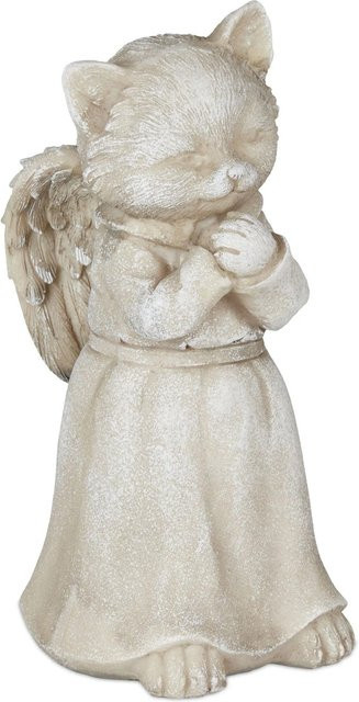 Wetterfeste Katzenengel Figur aus Polyresin von Relaxdays in Creme, H x B x T: 18 x 8,5 x 9 cm - Bild 1