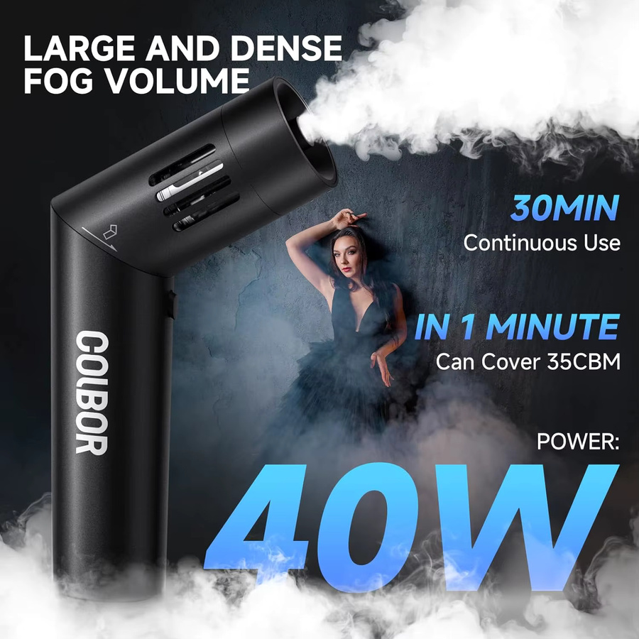 COLBOR CF5 Mini-Nebelmaschine in Schwarz mit 40 W und Fernbedienung für Fotografie und Videoproduktion - Bild 4