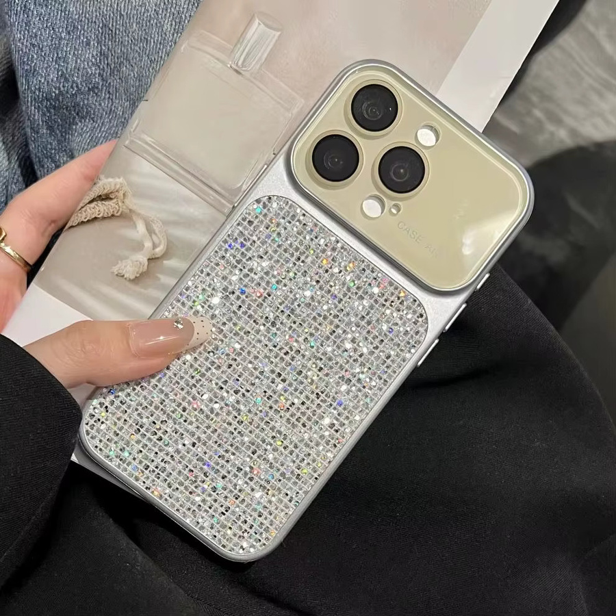 Apple Glitzer-Pailletten-Handyhülle mit großem Fenster für iPhone 17 16 15 14 13 Pro Max in Pink mit Kameraobjektivschutz und stoßfester Abdeckung - Bild 2