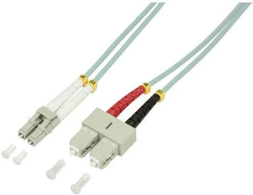 LogiLink FP3LS03 Glasfaser LWL Anschlusskabel Multimode OM3, Farbe Türkis, Länge: 3,00 m, 1x LC-Stecker auf 1x SC-Stecker, 50/125 µm - Bild 1