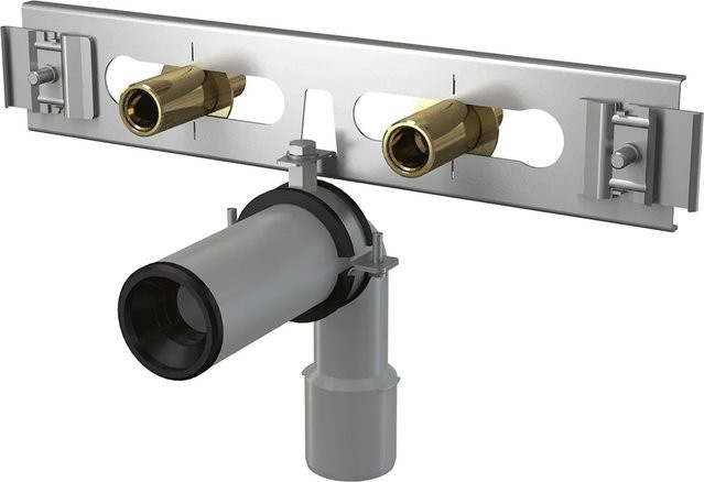 Alcadrain Halterung für Wasserzu- und Ablauf ALCASYSTEM Konstruktion aus verzinktem Stahl in Silber - Bild 1