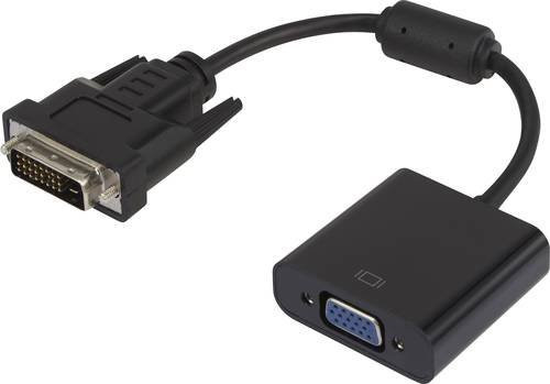 Renkforce RF-3301134 DVI zu VGA Adapter in Schwarz mit Ferritkern und vergoldeten Steckkontakten (1x DVI-Stecker 24+1pol. auf 1x VGA-Buchse) - Bild 1