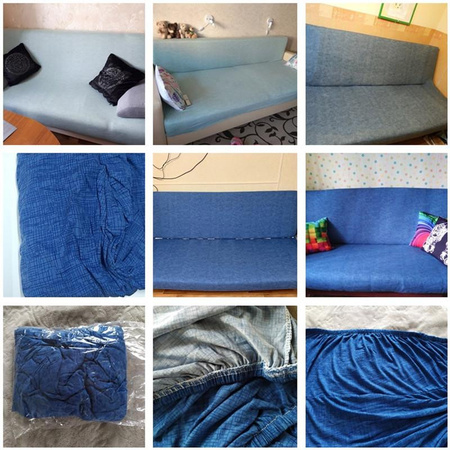 Housmife Stretch-Sofabezug mit Blumenmuster in Blau, elastischer Couchbezug für Sofas ohne Armlehne und Schlafsofas, Größe S für 120-155 cm