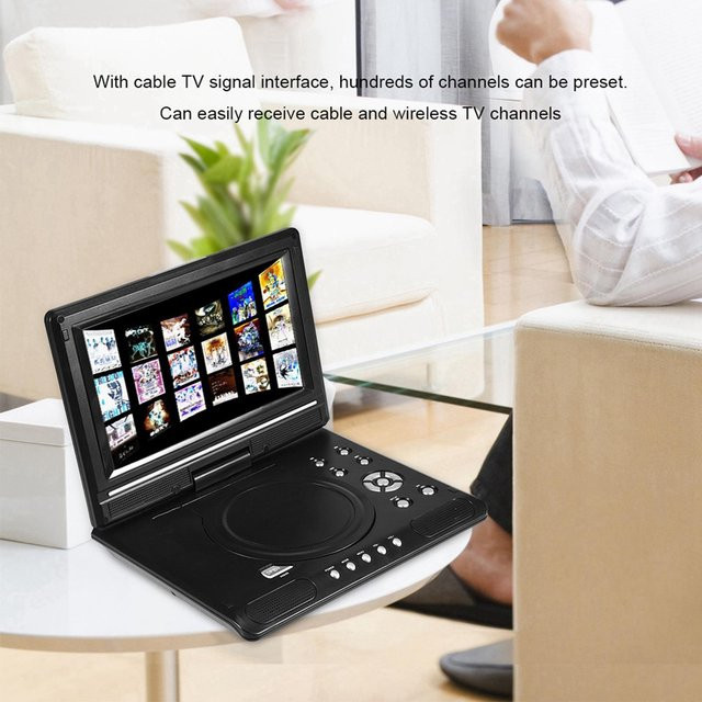 Tragbarer 9-Zoll LCD DVD-Player mit FM-Radio, USB und AV-Anschluss in Schwarz - Bild 1
