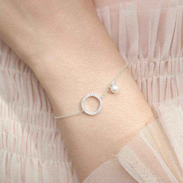 Armband Allbestart, 925 Silber, Zirkonia, Perle, Damen, 16cm - Bild 1