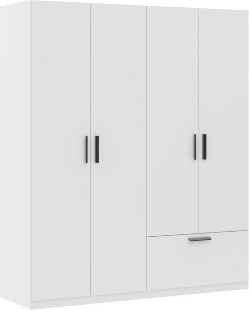 Mömax Drehtürenschrank Milos in Weiß mit Schubladen und Kleiderstange, B/T/H: 180 x 54 x 210 cm - Bild 1