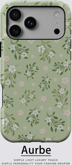 Aurbe 2-in-1 MagSafe Hülle mit mattem Film für iPhone 17 16 15 Plus Pro Max, stoßfeste Hartschale im Vintage Floral Ditsy Design, Salbeigrün - Bild 1