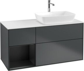 V&B Waschtischunterschrank Finion mit Wandbeleuchtung, Grau lackiert, Breite: 120 cm, Tiefe: 50,1 cm, Höhe: 50,1 cm - Bild 1
