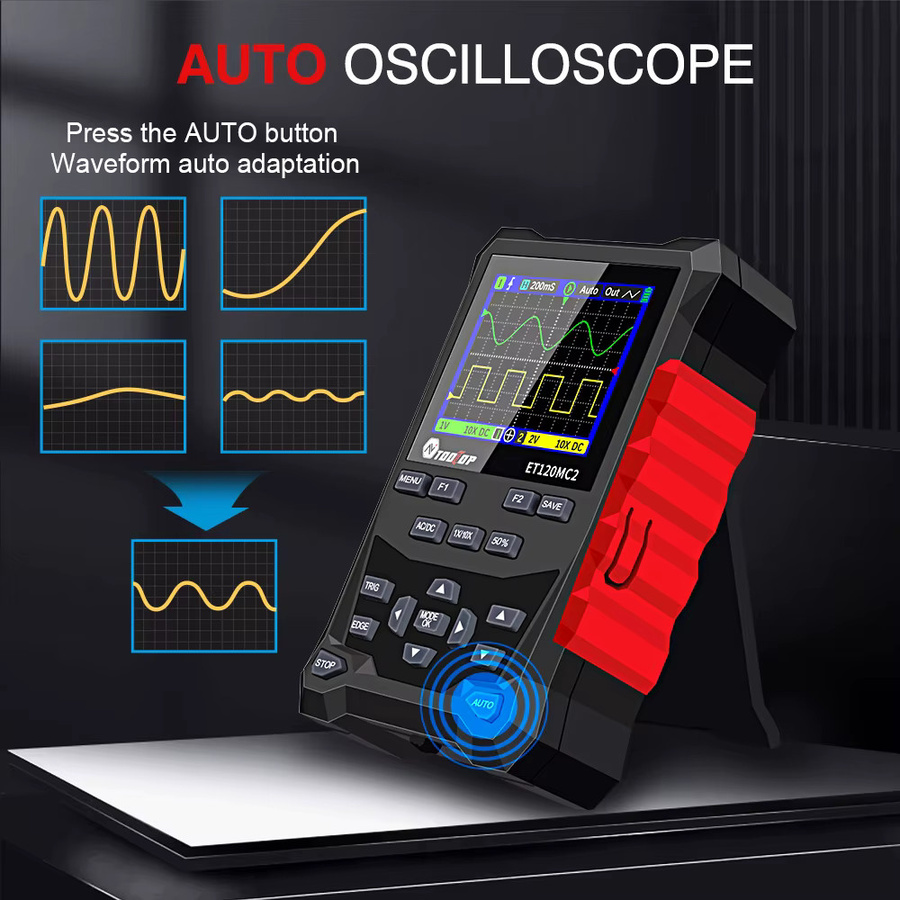 TOOLTOP 2 in 1 Tragbares Oszilloskop und Signalquelle mit 2 Kanälen und 120 MHz in Schwarz - Bild 2