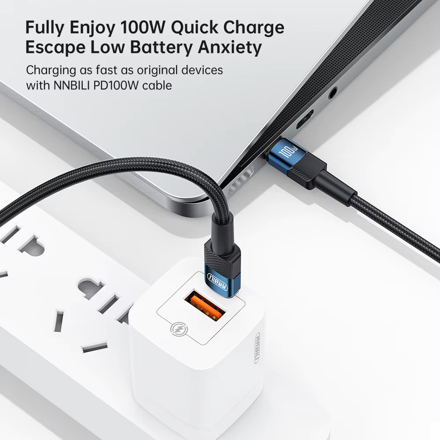 NNBILI 3er-Set USB-C auf USB-C Schnellladekabel 100W in Schwarz für iPhone, Samsung und PS5 - Bild 3