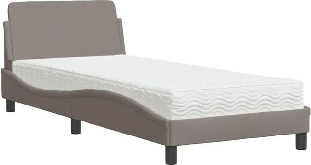 vidaXL Bett mit Matratze aus Stoff und Schaumstoff in Taupe/Grau, B/T/H: 90 x 190 cm - Bild 1