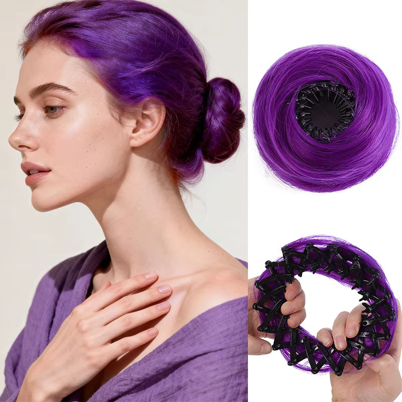 AOOSOO HAIR Perücke mit Haarreif und Dutt, Damen, Synthetik, Locken - Bild 6