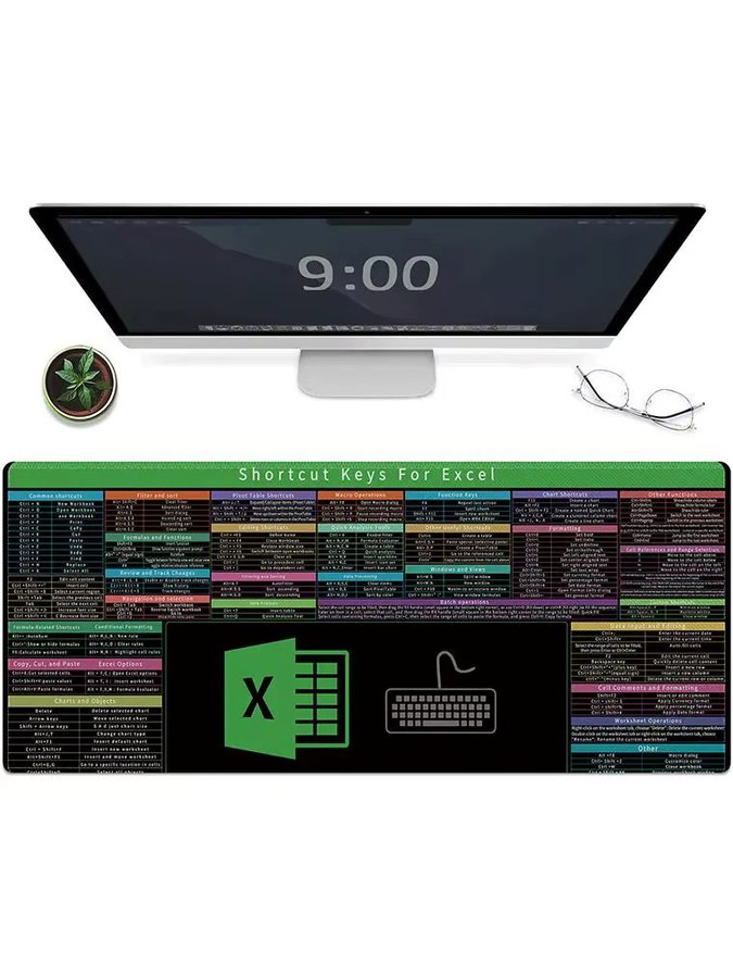 YSAGi Excel Cheat Sheet Schreibtischunterlage mit Tastaturbereich, rutschfest und wasserdicht, Breite: 60,0 cm - Bild 7